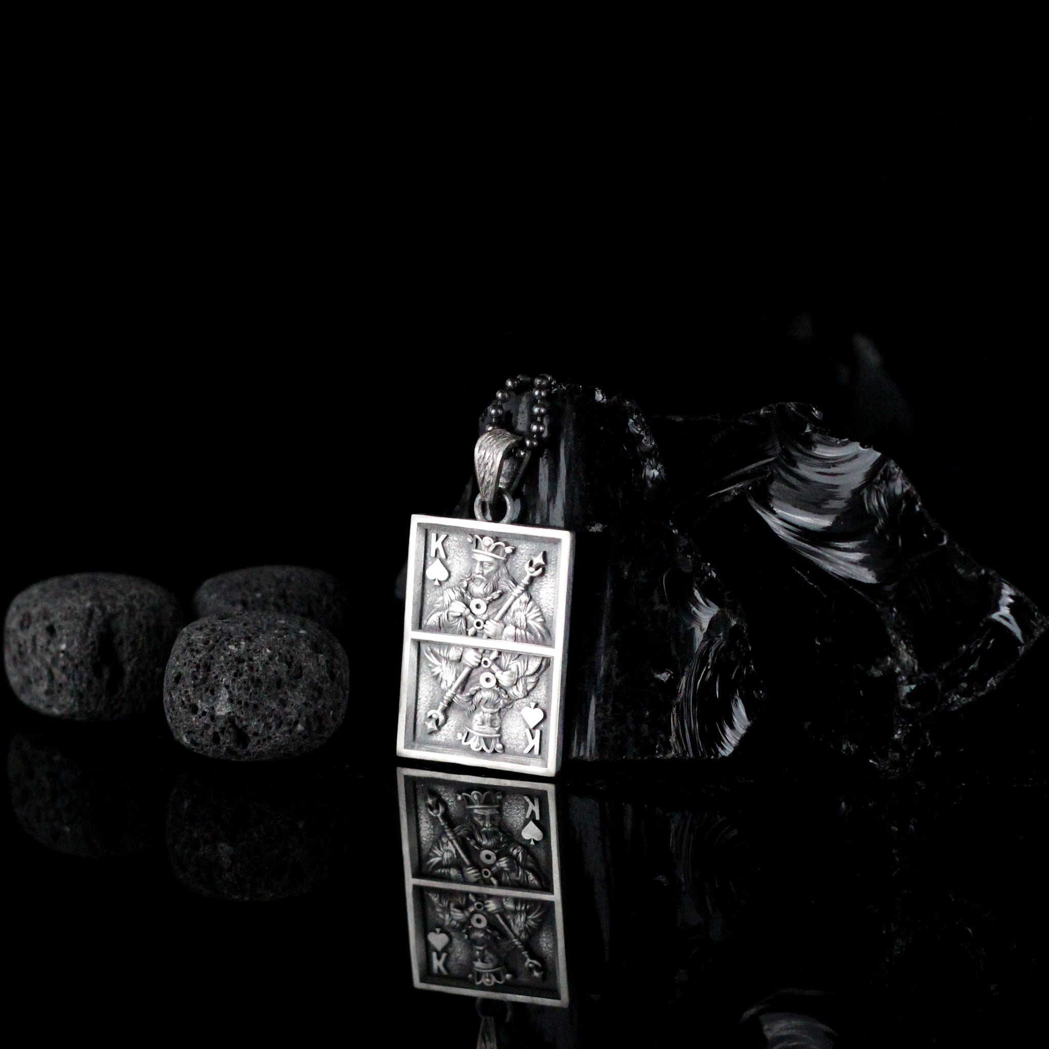 Sterling Silver King Playing Card Necklace | King of Spades Pendant Jewelry