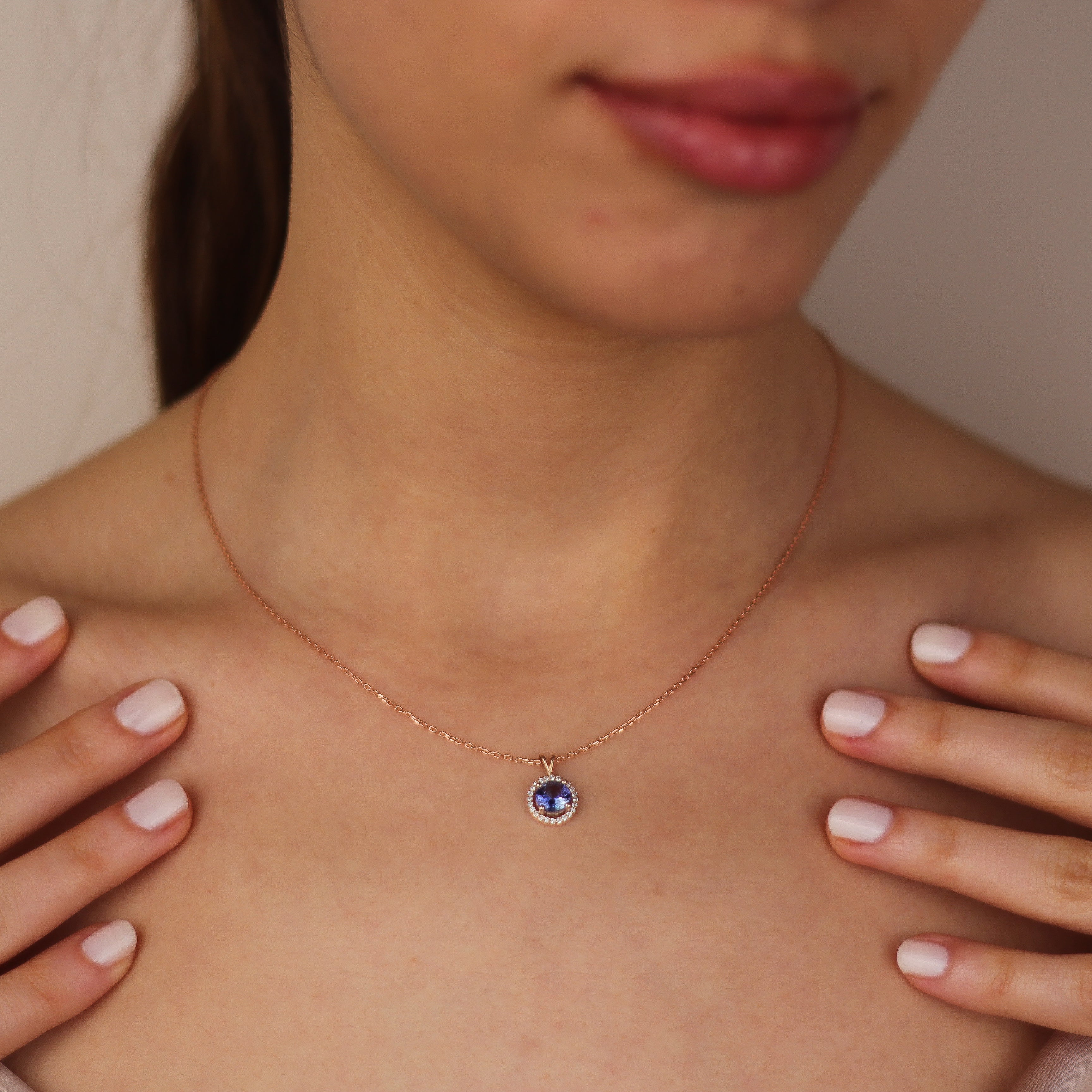 TANYA Natural Tanzanite Necklace | 925K Silver & Gold Options with Zircon or Diamond Halo Necklace