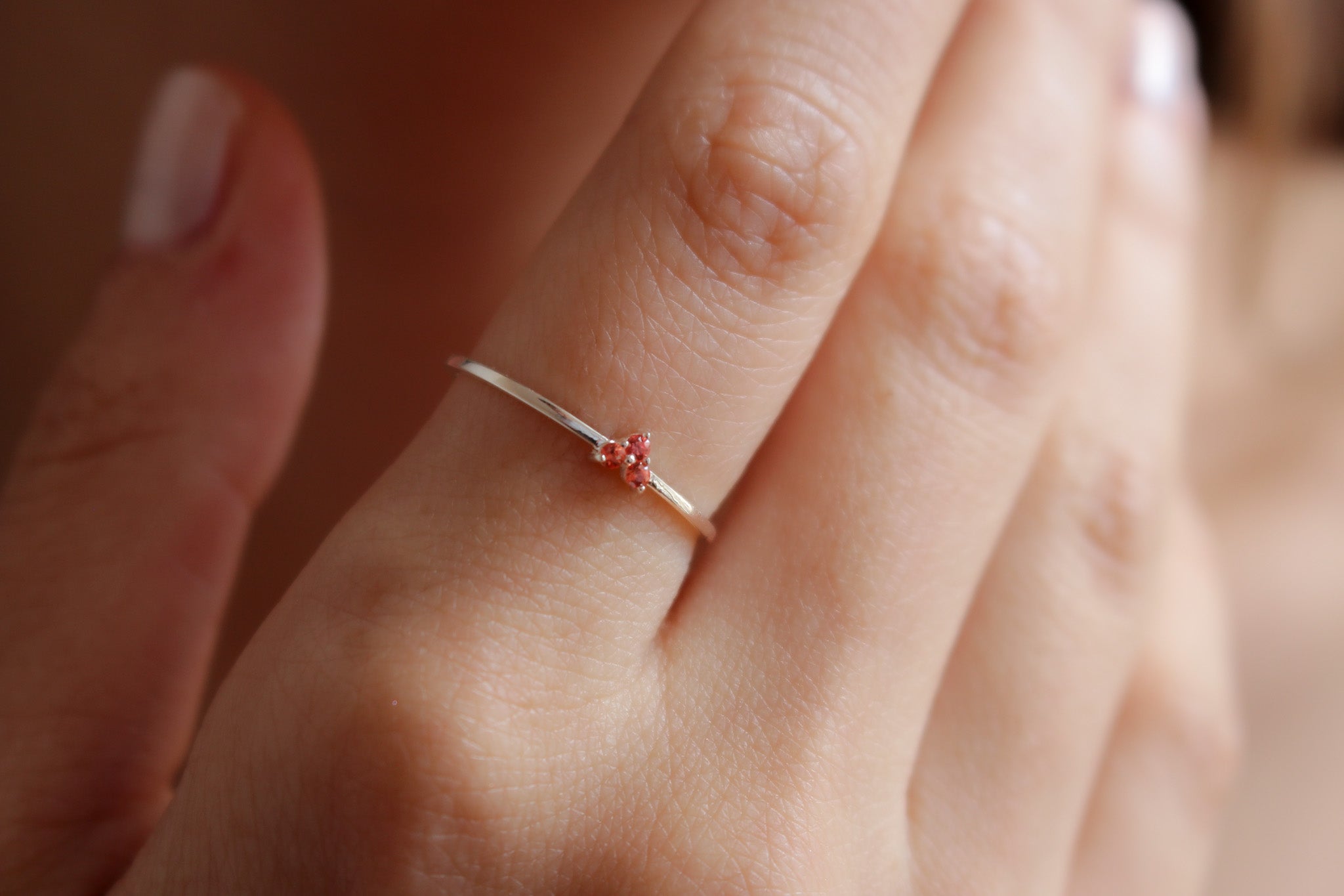 TIA Elegant Orange Sapphire Heart Ring in 925K Sterling Silver or Solid Gold | Tiny Heart Sapphire Proposal Ring