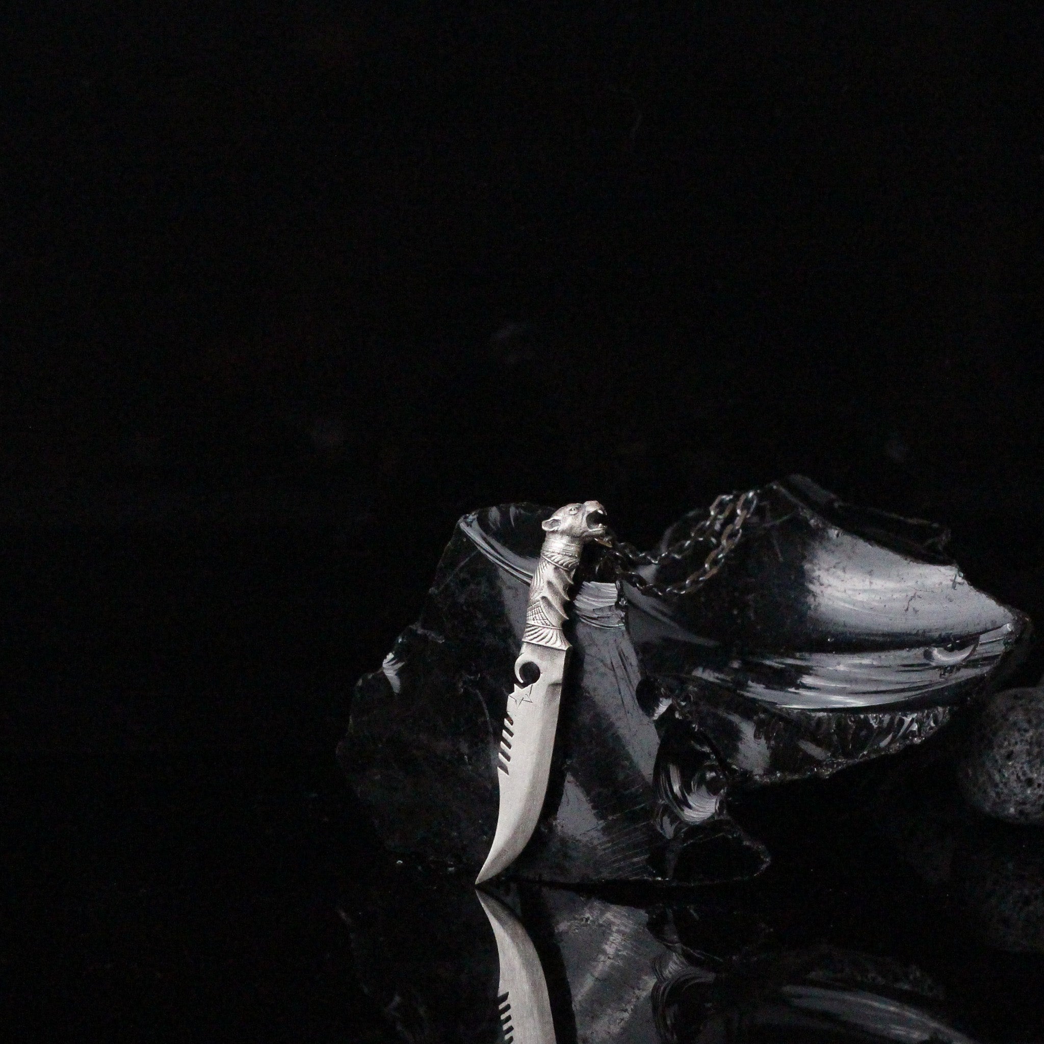 Tiger Head on Sword Necklace, Zulfiqar Necklace