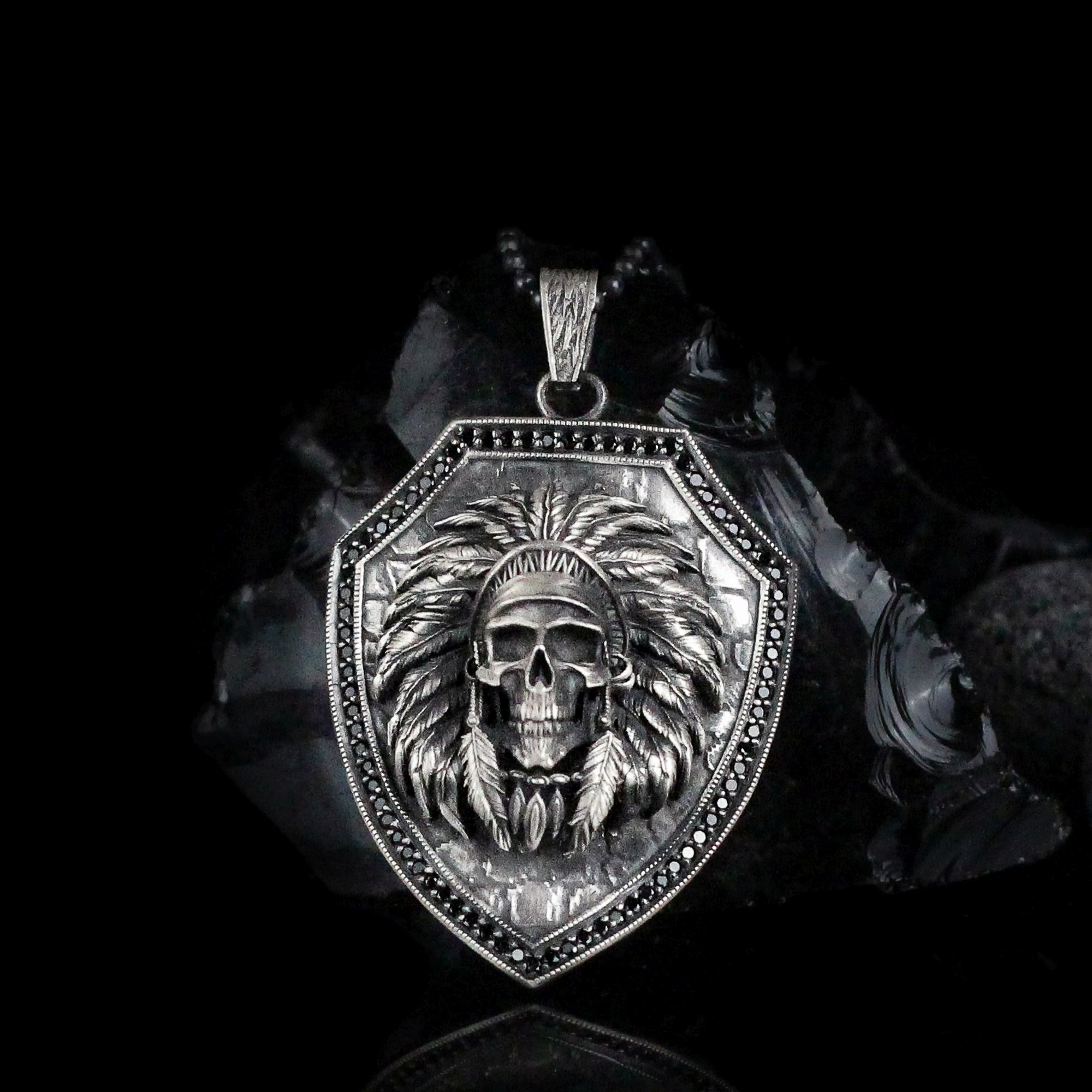 Indian Chief Medallion, Solid Silver Handmade Men Necklace