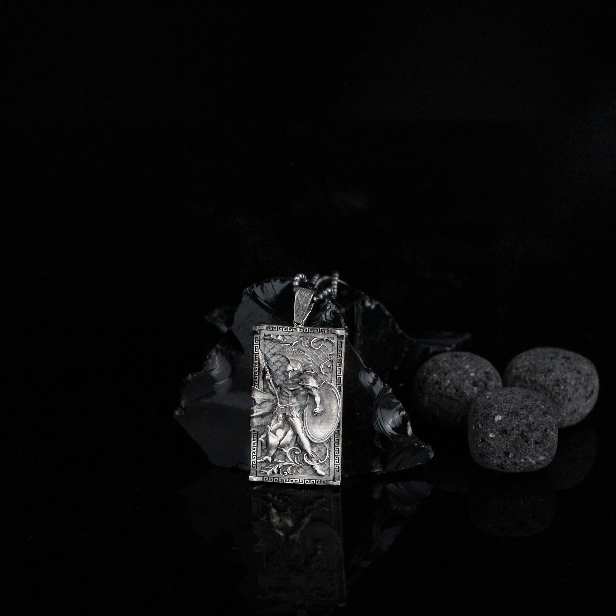 Sterling Silver Roman Warrior Necklace, Handmade Mens Silver Jewelry