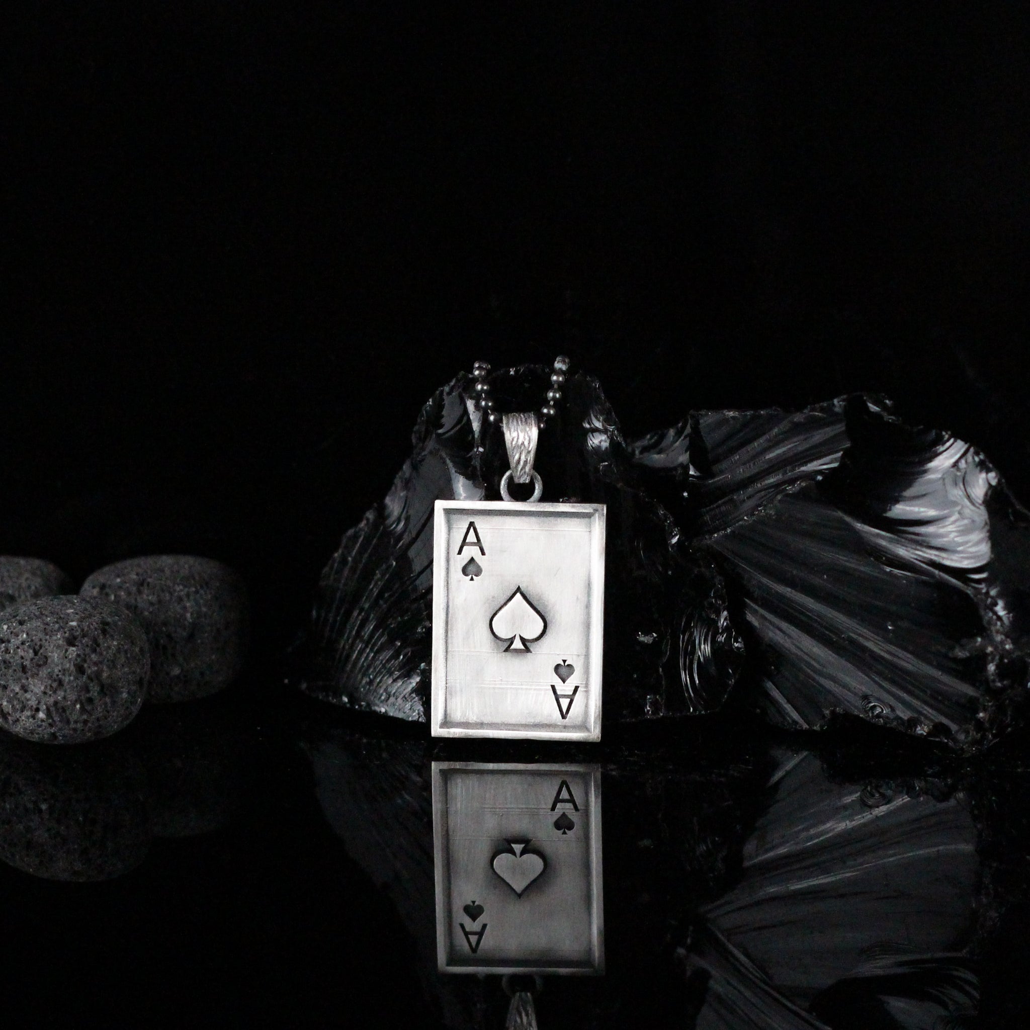 Ace Of Spades Men Necklace, Silver Card Necklace