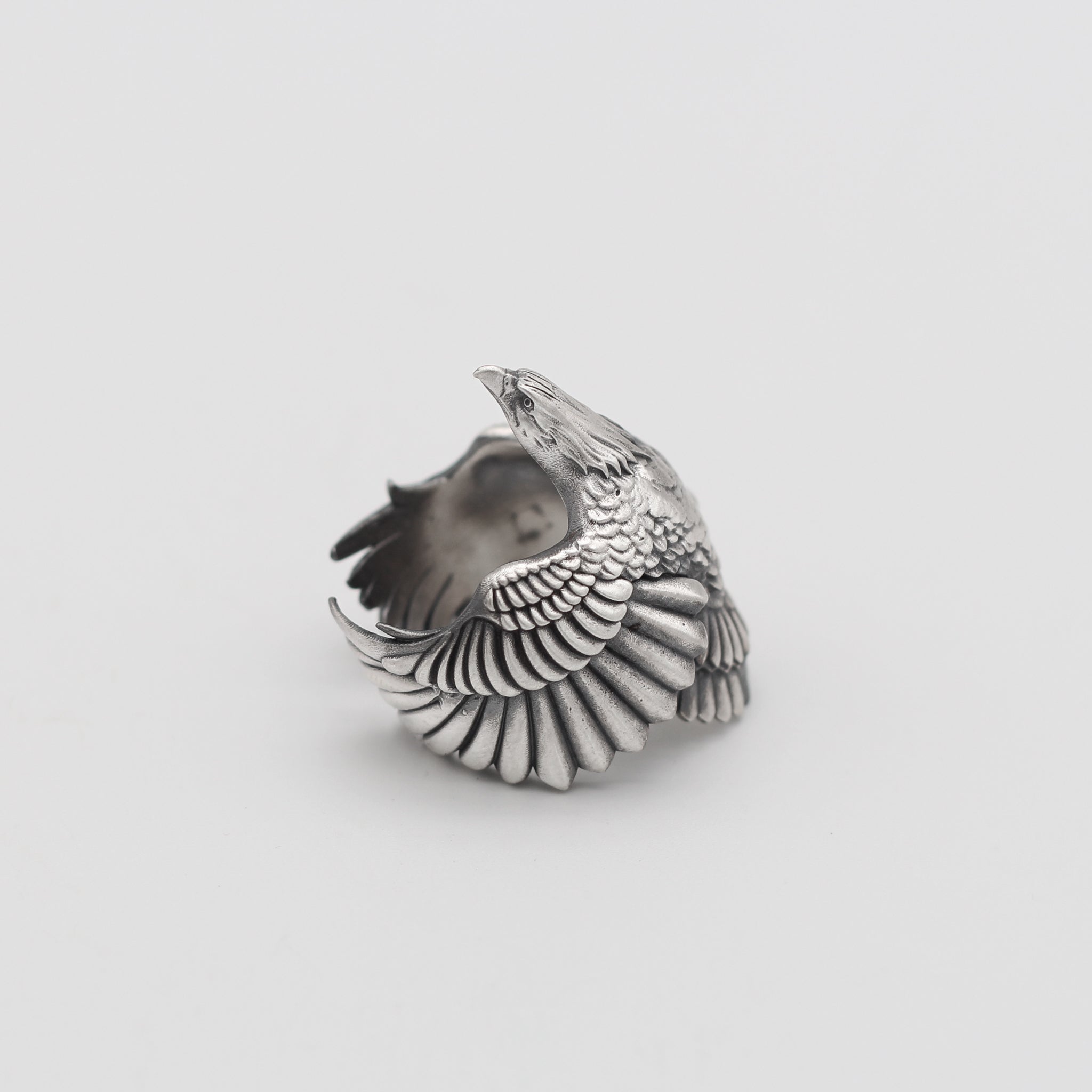 Winged Eagle Handmade Sterling Silver Men Ring, Animal Ring, Wild Bird Ring