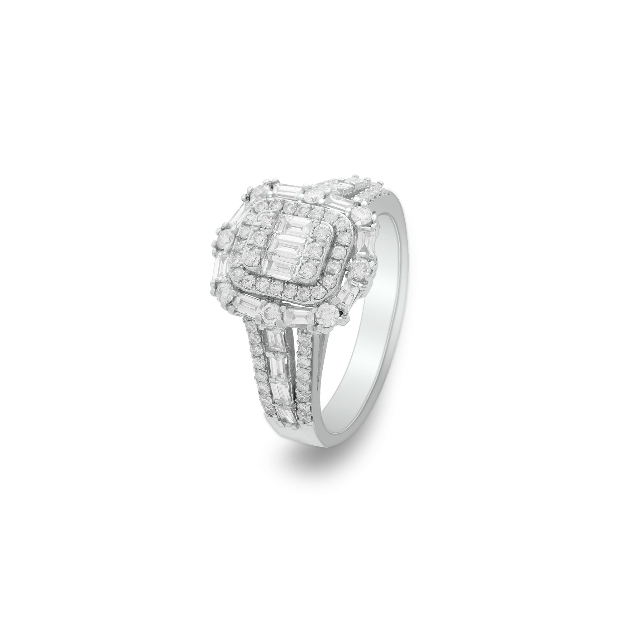 CAMILLE Luxury White Gold Diamond Engagement Ring | 8K or 14K Solid Gold Design