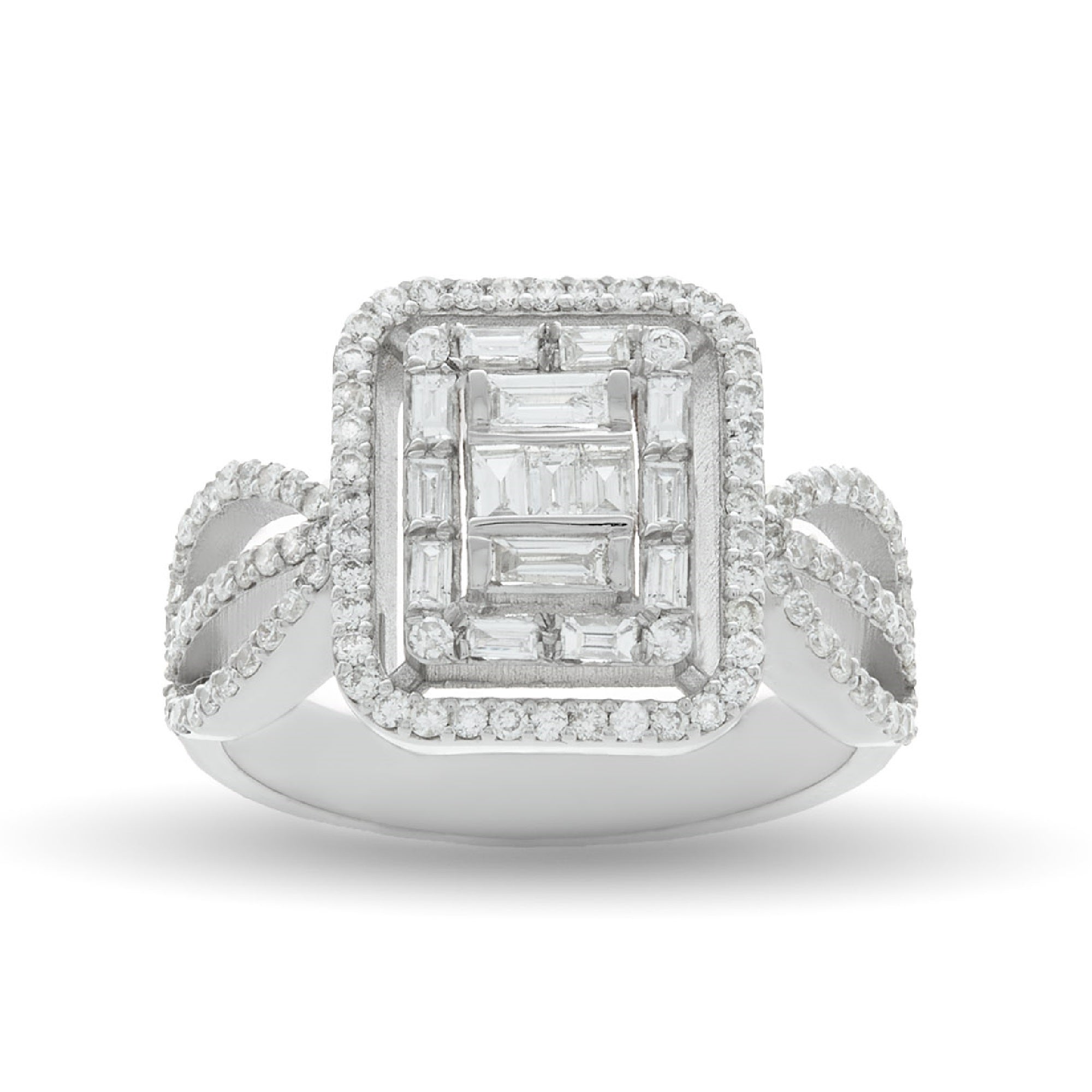 ATHENA Exquisite White Gold Diamond Ring with Double Halo Design | Perfect for Weddings & Anniversaries