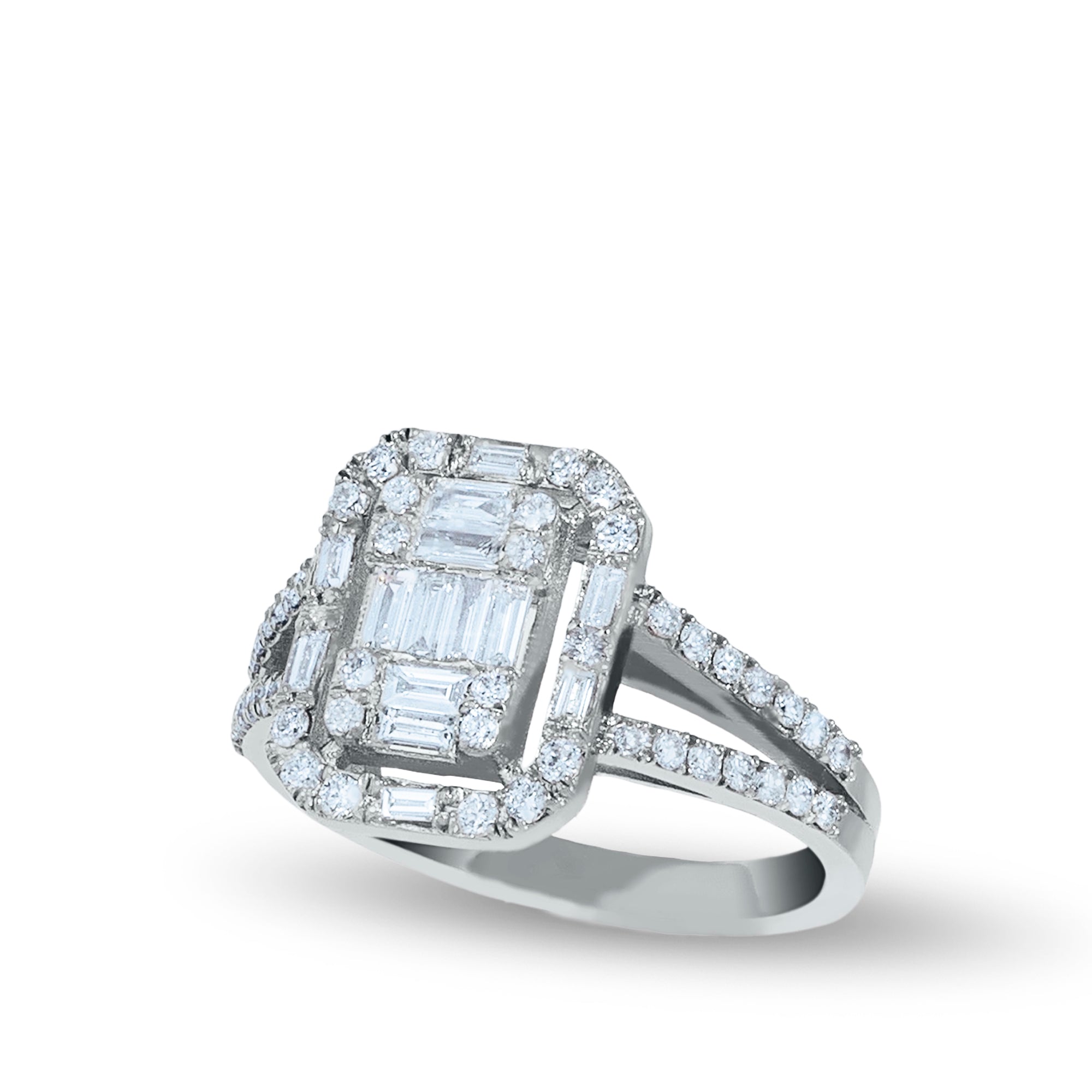 ARYA Statement Double Band Halo Diamond Ring in 8K or 14K Solid Gold | Luxurious Elegance Ring