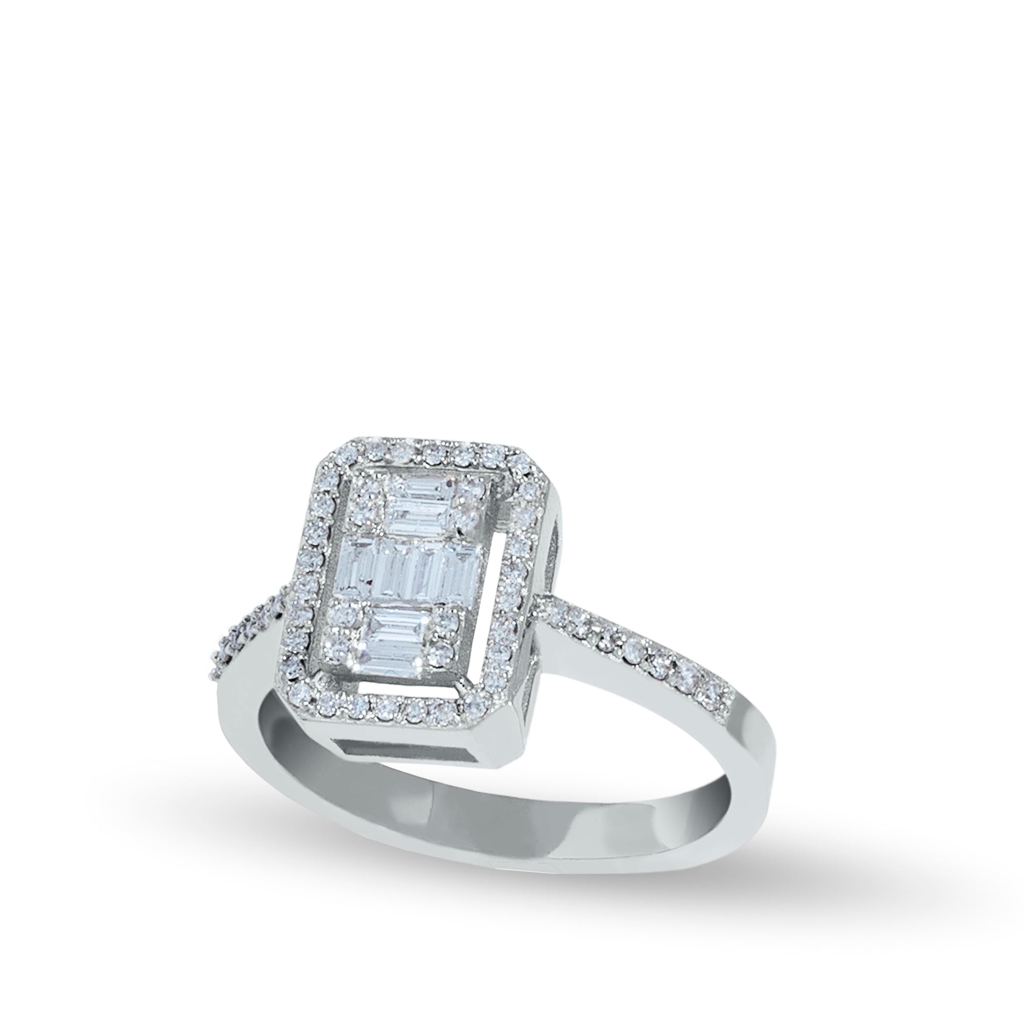 NATHALIE Rectangle Diamond Ring | Diamond Proposal Ring for Girlfriend in Solid Gold