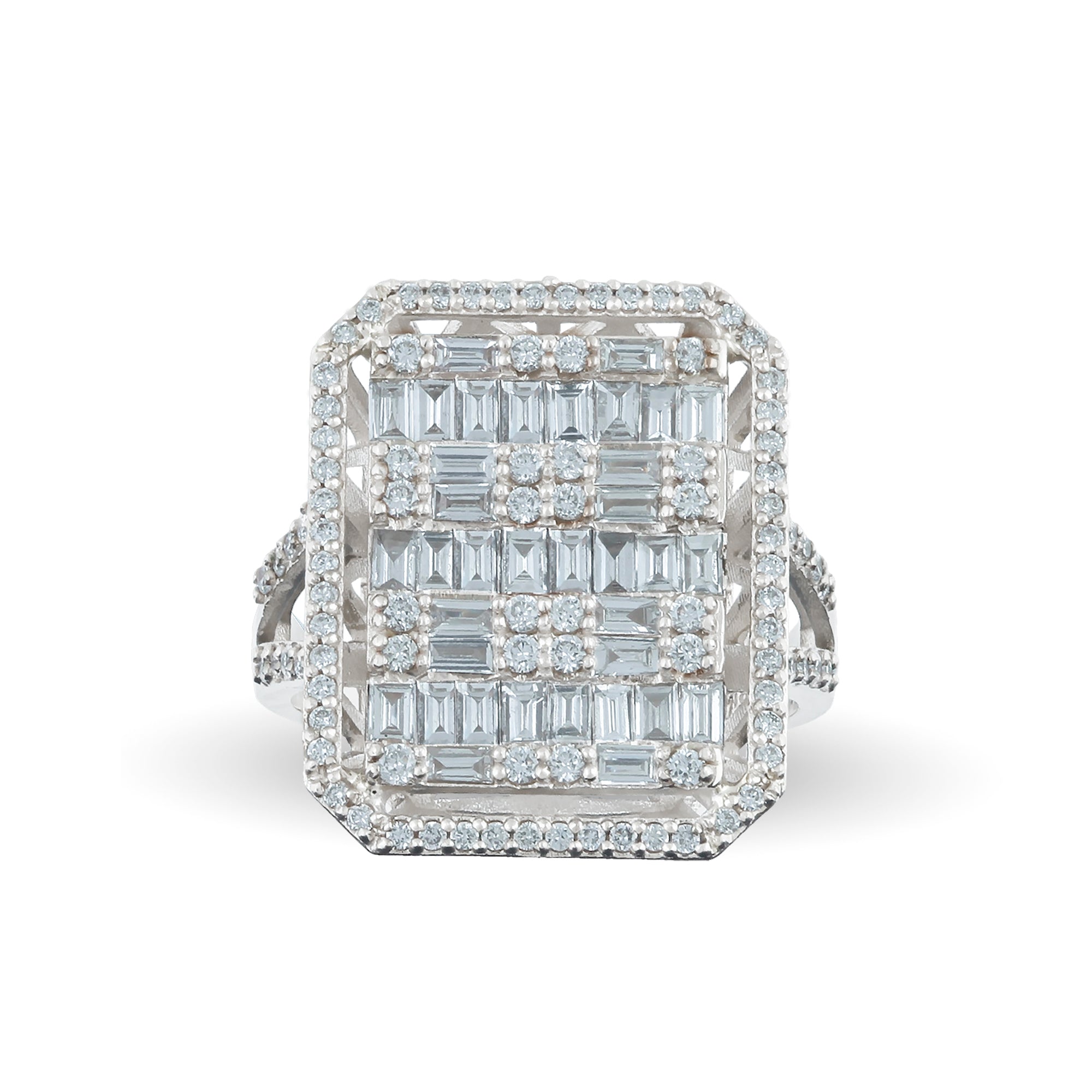 AUDREY Elegant White Gold Diamond Cocktail Ring | 8K or 14K Solid Gold Statement Piece For Women