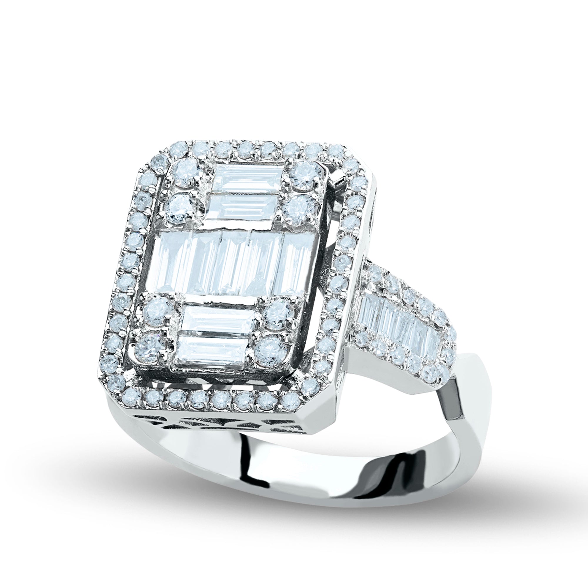 DIANA Radiant Double-Halo Diamond Ring in 8K or 14K Solid Gold | Square Halo Diamond Ring for Her