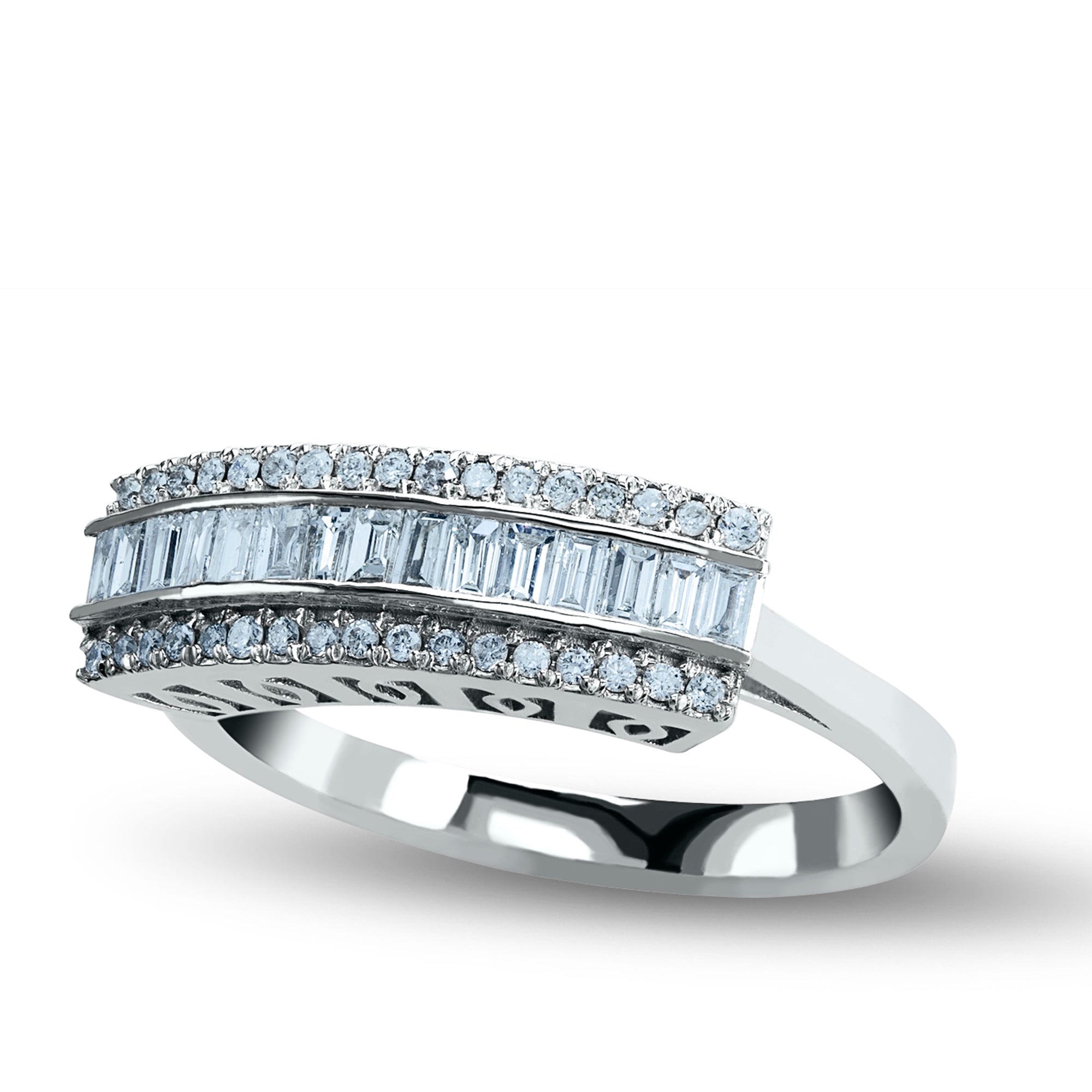 SUE Luxury Diamond Double Row Eternity Ring in Solid Gold – 8K or 14K Baguette Diamond Band